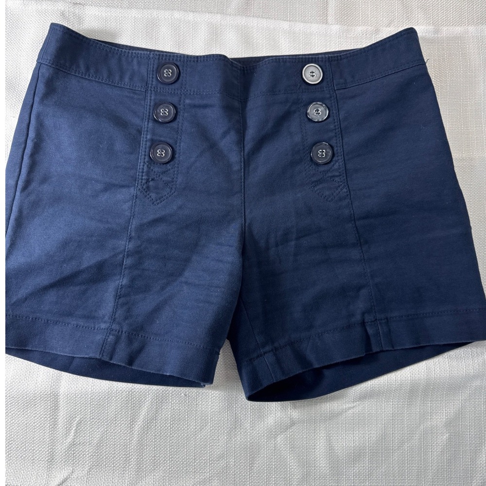 The Limited Navy Blue Sailor Shorts Womens 6 Nautical Button Front Cotton